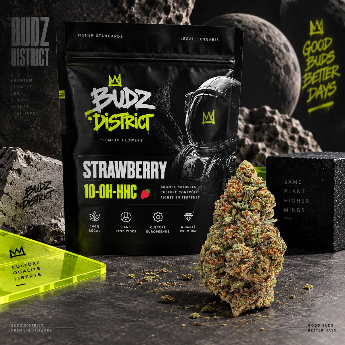 Strawberry 10-OH-HHC – sachet BUDZ DISTRICT, fleur 10-OH-HHC